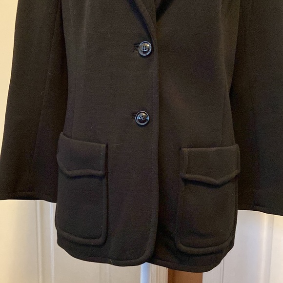 Vintage 1960’s Butte Knit Black Wool Blend Blazer Jacket with Fur Collar - Picture 3 of 15